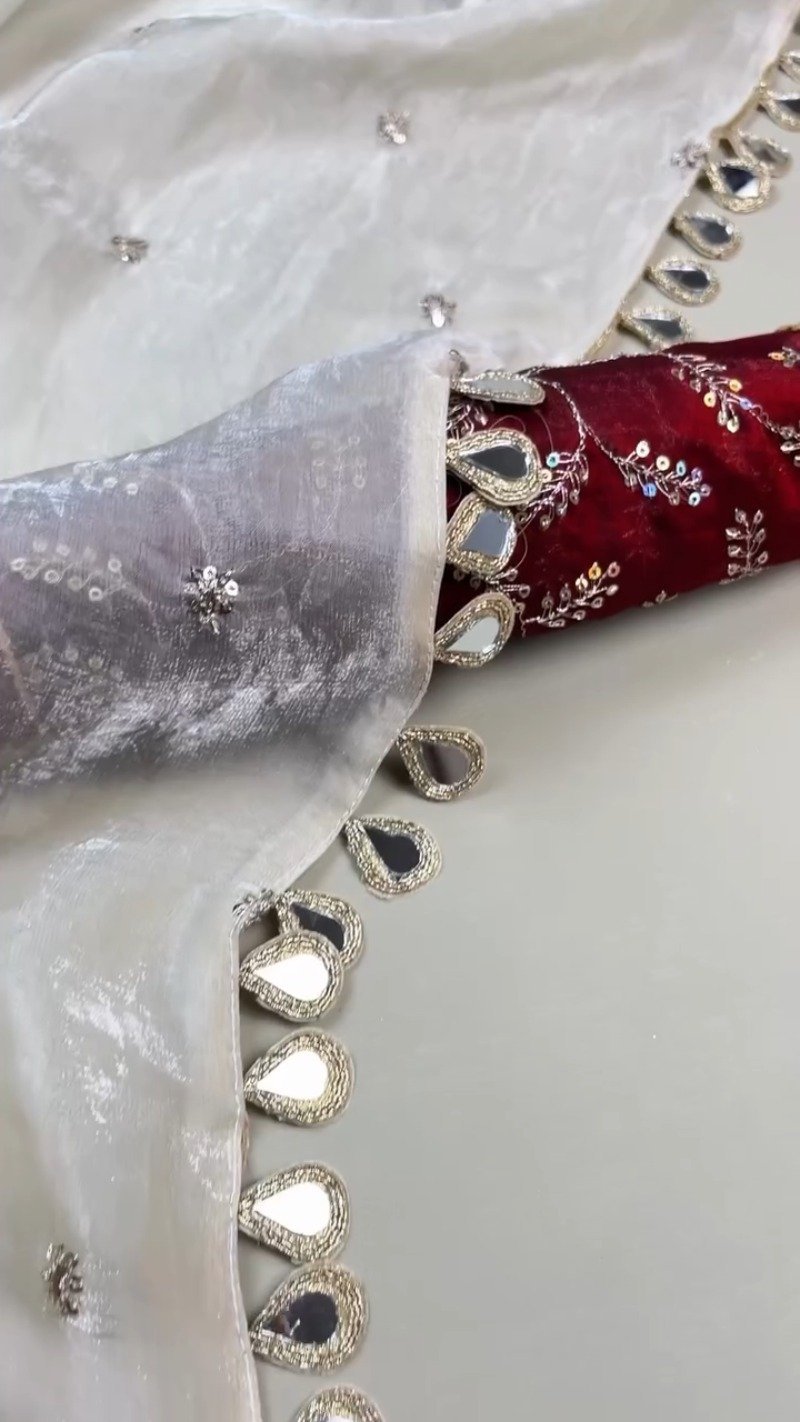 Ethereal Ivory & Regal Maroon Embellished Ethnic Ensemble – Available in Ivory & Maroon - Image 4