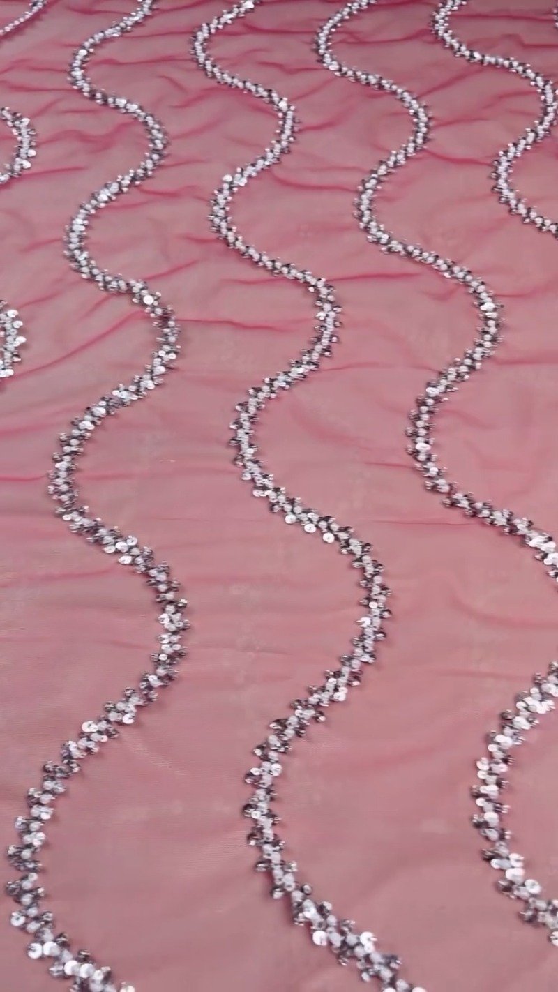 Rosy Radiance Sequinned Net Saree with Embellished Blouse - Image 4