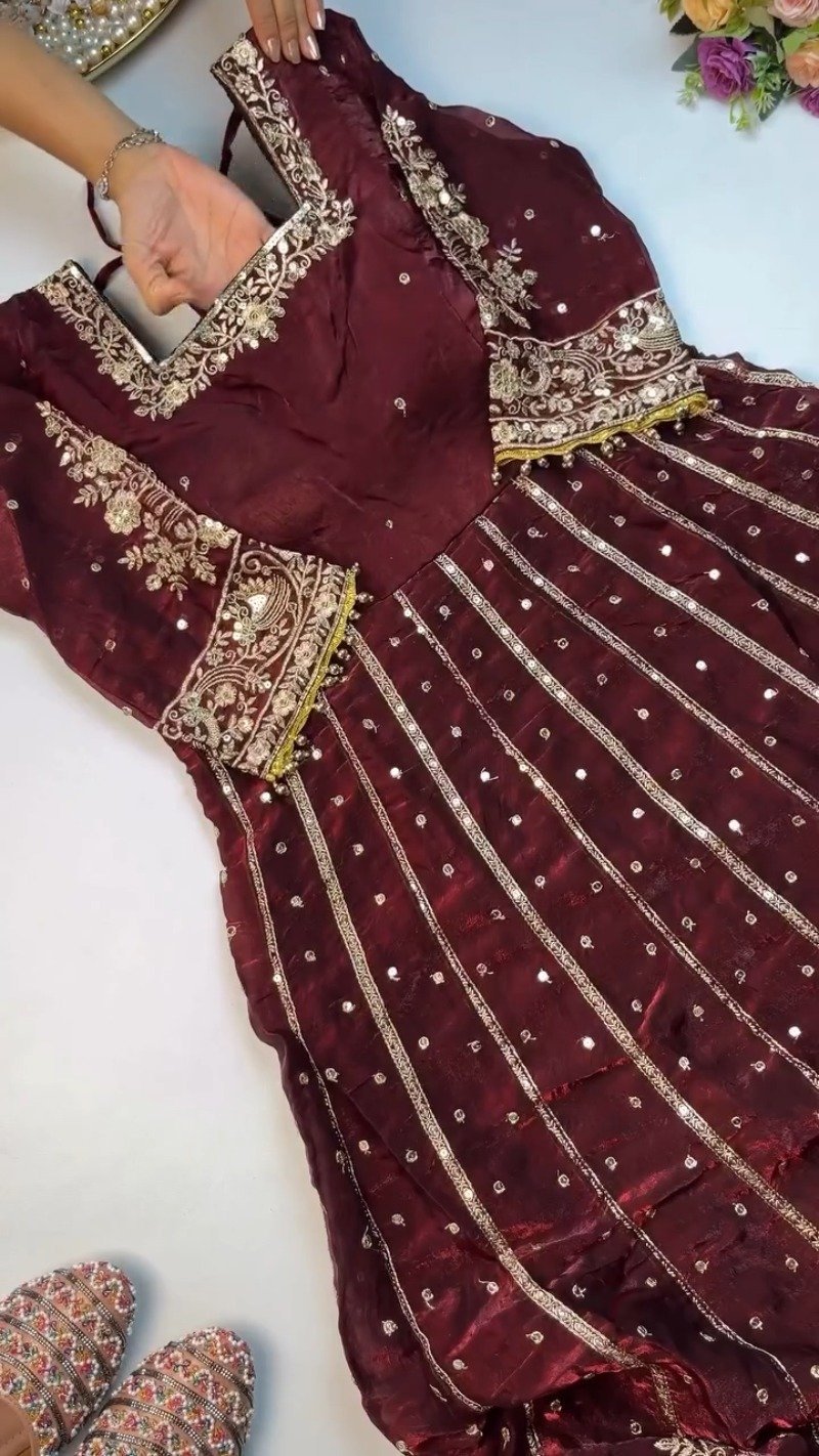 Regal Embroidered Silk Kurta & Dupatta Ensemble – Available in Burgundy & Midnight Black