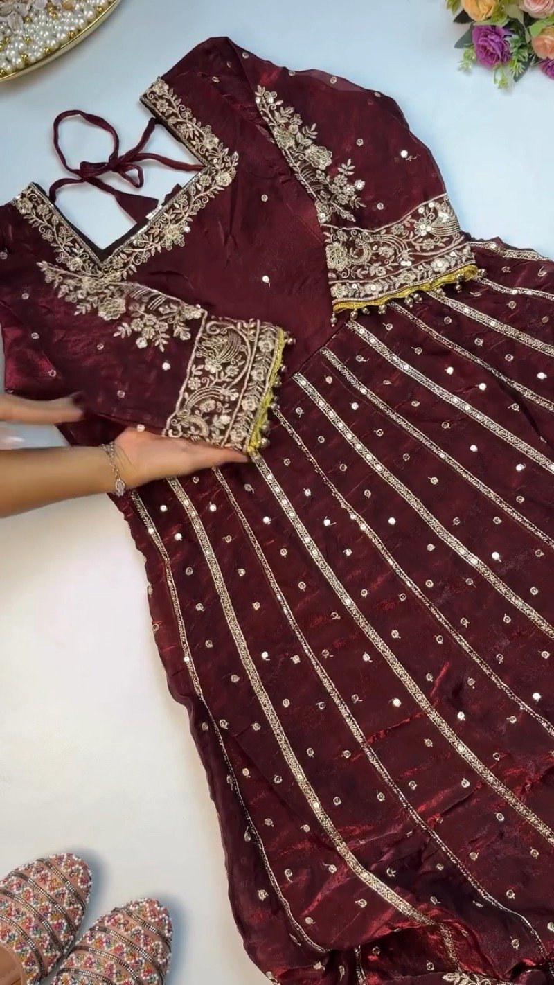 Regal Embroidered Silk Kurta & Dupatta Ensemble – Available in Burgundy & Midnight Black - Image 2