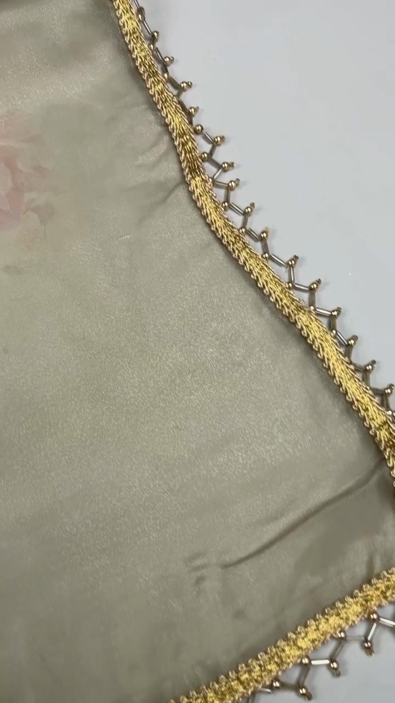 Floral Embroidered White Organza Blouse and Saree Set – Elegance Redefined - Image 4