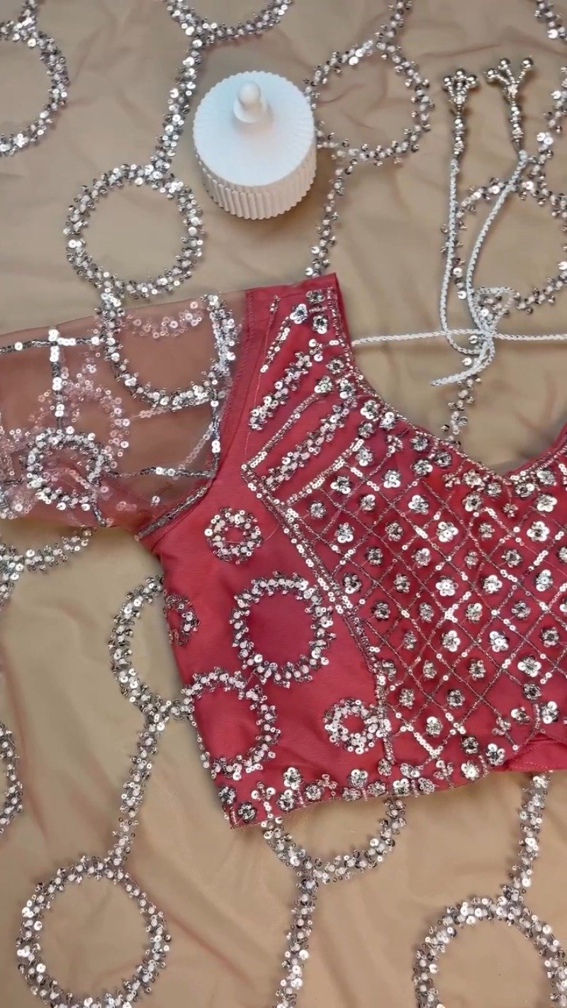 Enchanting Rose-Dust Embellished Sequined Ensemble – Available in Rose-Dust & Champagne Gold - Image 4