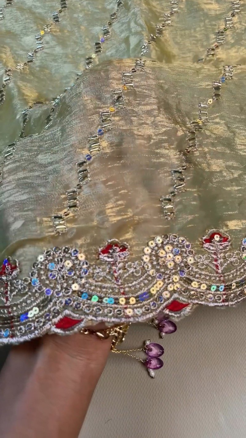 Royal Velvet & Shimmer Organza Ethnic Set with Intricate Sequins Embroidery - Image 3