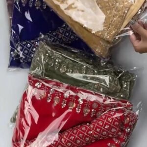 Opulent Velvet Sequined Festive Saree Set – Available in Mustard Gold, Royal Blue, Olive Green & Regal Red