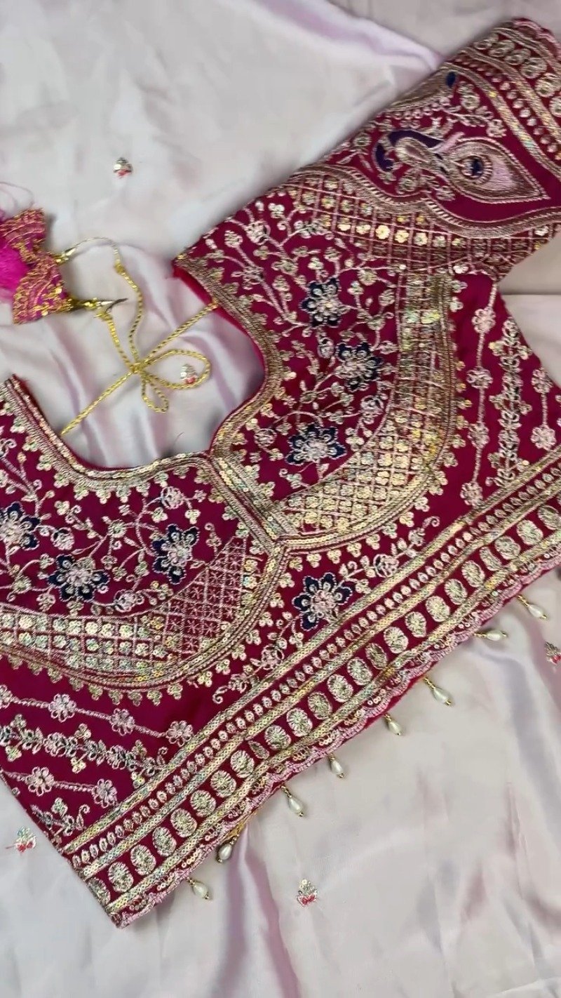 Royal Magenta & Pastel Lavender Embellished Silk Saree Set – Available in Magenta & Lavender - Image 5