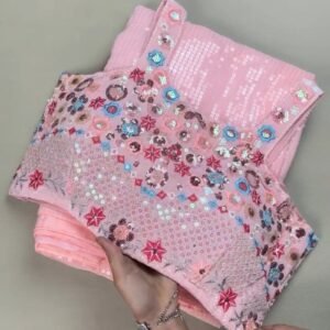 Enchanting Pastel Sequin Embellished Co-ord Set – Available in Baby Pink & Champagne Gold