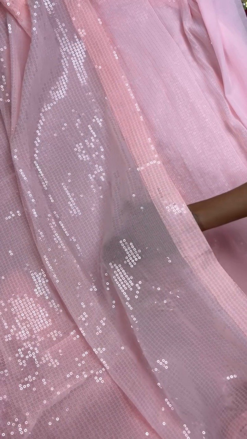 Enchanting Pastel Sequin Embellished Co-ord Set – Available in Baby Pink & Champagne Gold - Image 3